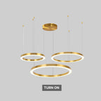 Aurora Brushed Gold Ring LED Chandelier for Living Room & Dining Room