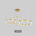Aurora Brushed Gold Ring LED Chandelier for Living Room & Dining Room