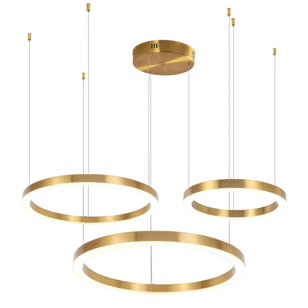 Aurora Brushed Gold Ring LED Chandelier for Living Room & Dining Room