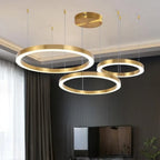 Aurora Brushed Gold Ring LED Chandelier for Living Room & Dining Room