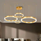 Aurora Brushed Gold Ring LED Chandelier for Living Room & Dining Room