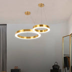 Aurora Brushed Gold Ring LED Chandelier for Living Room & Dining Room