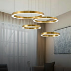Aurora Brushed Gold Ring LED Chandelier for Living Room & Dining Room