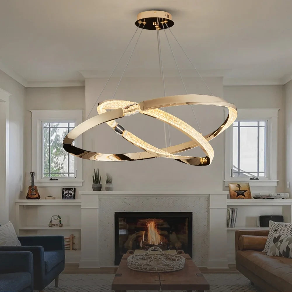 Dawn LED Black & Gold Chandelier for Living Room