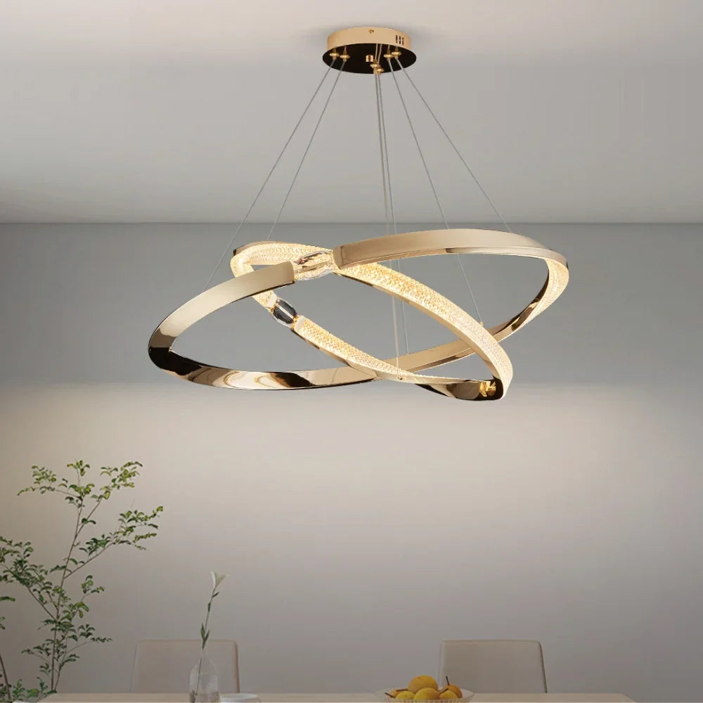 Dawn LED Black & Gold Chandelier for Living Room