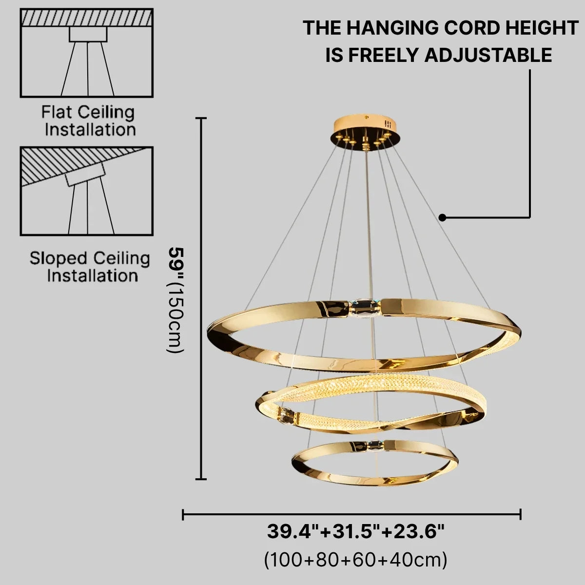 Dawn LED Black & Gold Chandelier for Living Room