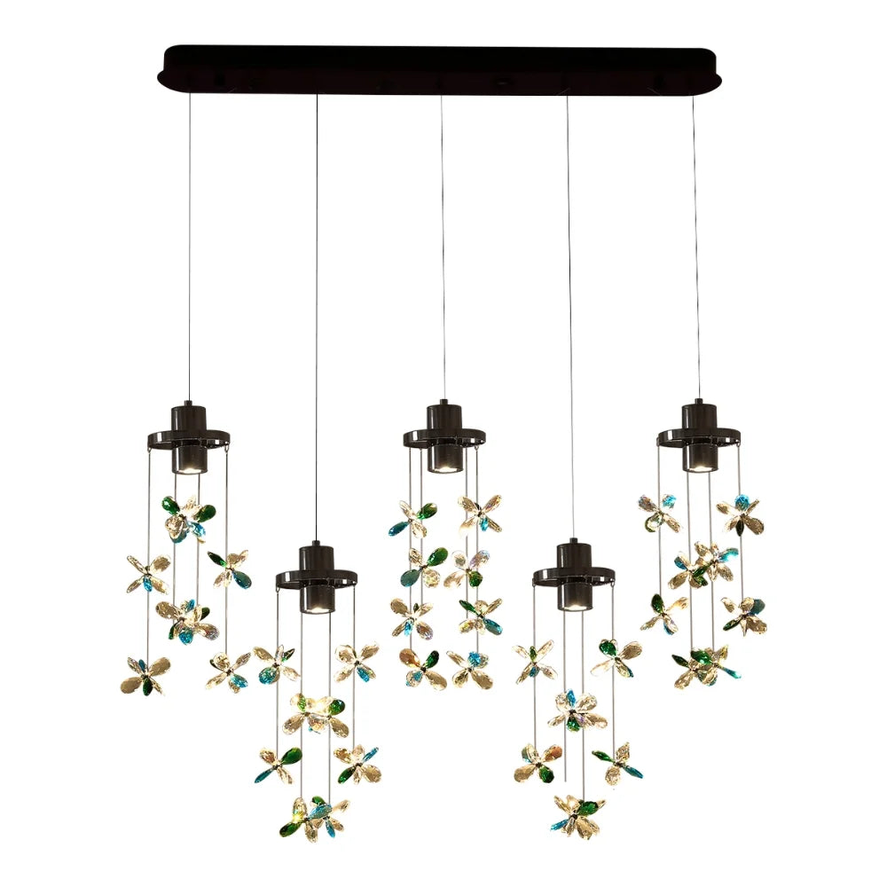 Sylvi Modern Crystal Chandelier with Black Frame for Dining Room & Living Room