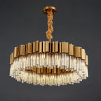 Sunny Modern Brushed Gold Crystal Chandelier for Living Room & Dining Room