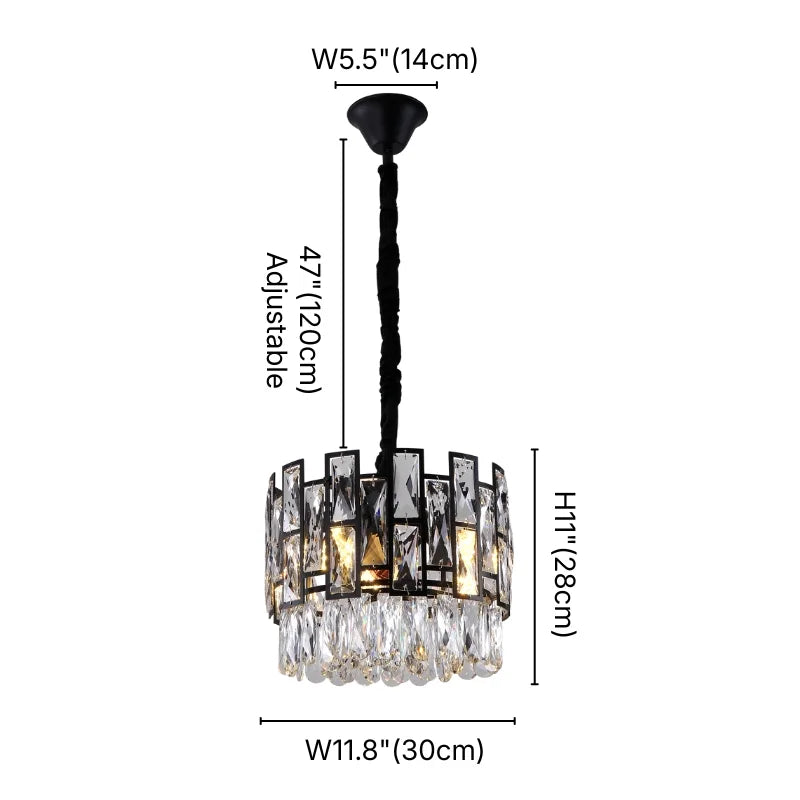 Luxor Modern Black Crystal Round Chandelier for Living Room & Dining Room