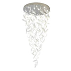 Melodic Feather Design Glass Staircase Chandelier for Tall Foyers