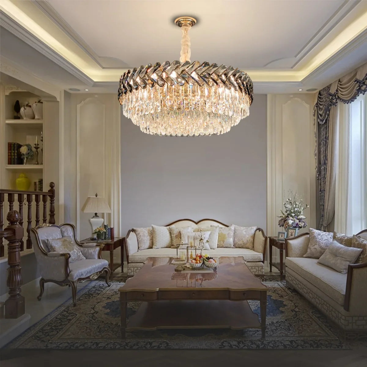 Solis Luxury Modern Crystal Gold Chandelier for Living Room & Dining Room