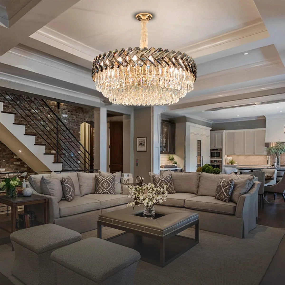 Solis Luxury Modern Crystal Gold Chandelier for Living Room & Dining Room