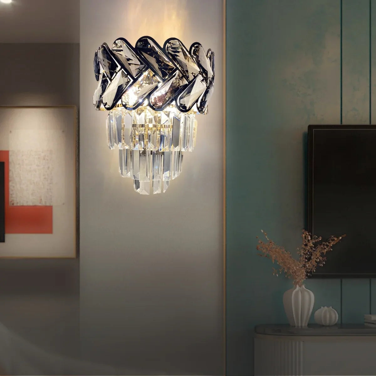 Solis Luxury Gold Crystal Wall Sconce for Bedroom & Living Room