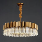 Sunny Modern Brushed Gold Crystal Chandelier for Living Room & Dining Room