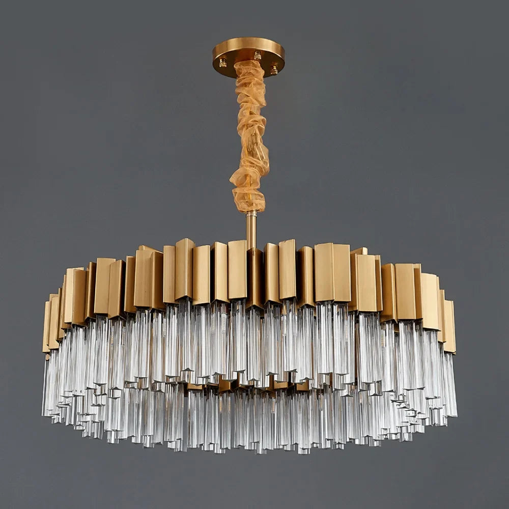 Sunny Modern Brushed Gold Crystal Chandelier for Living Room & Dining Room