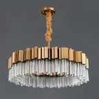 Sunny Modern Brushed Gold Crystal Chandelier for Living Room & Dining Room