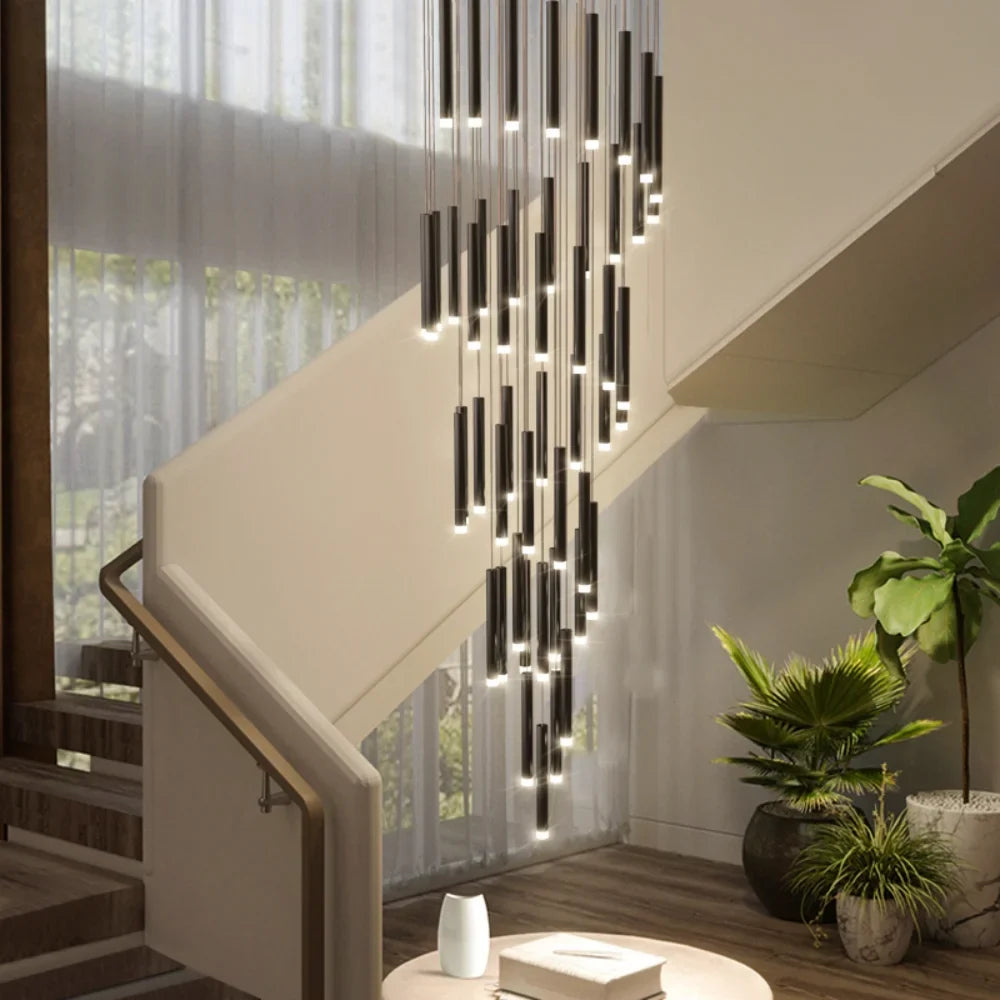 Swirl Modern Spiral LED Staircase Chandelier for Tall Foyers & Stairwells