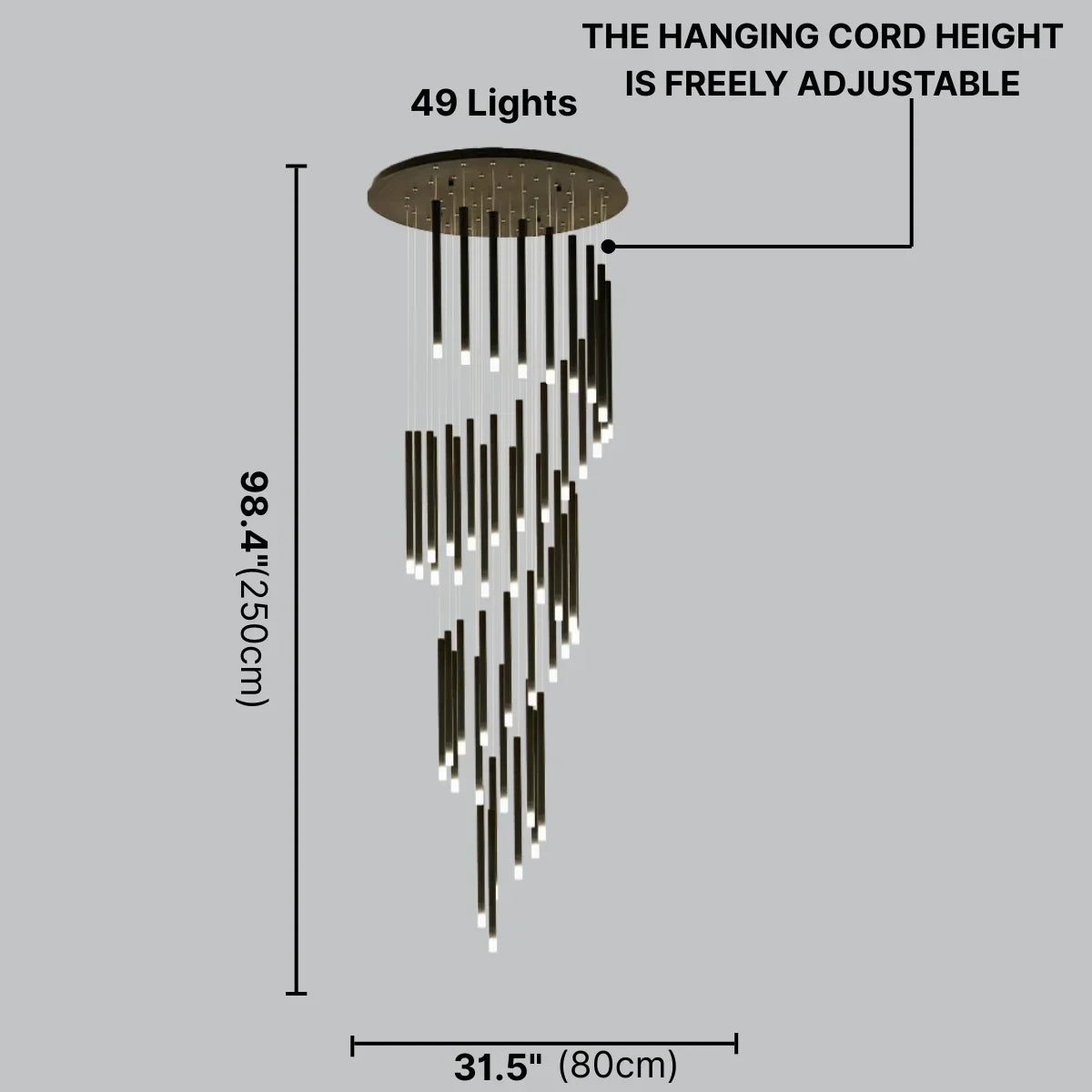 Swirl Modern Spiral LED Staircase Chandelier for Tall Foyers & Stairwells
