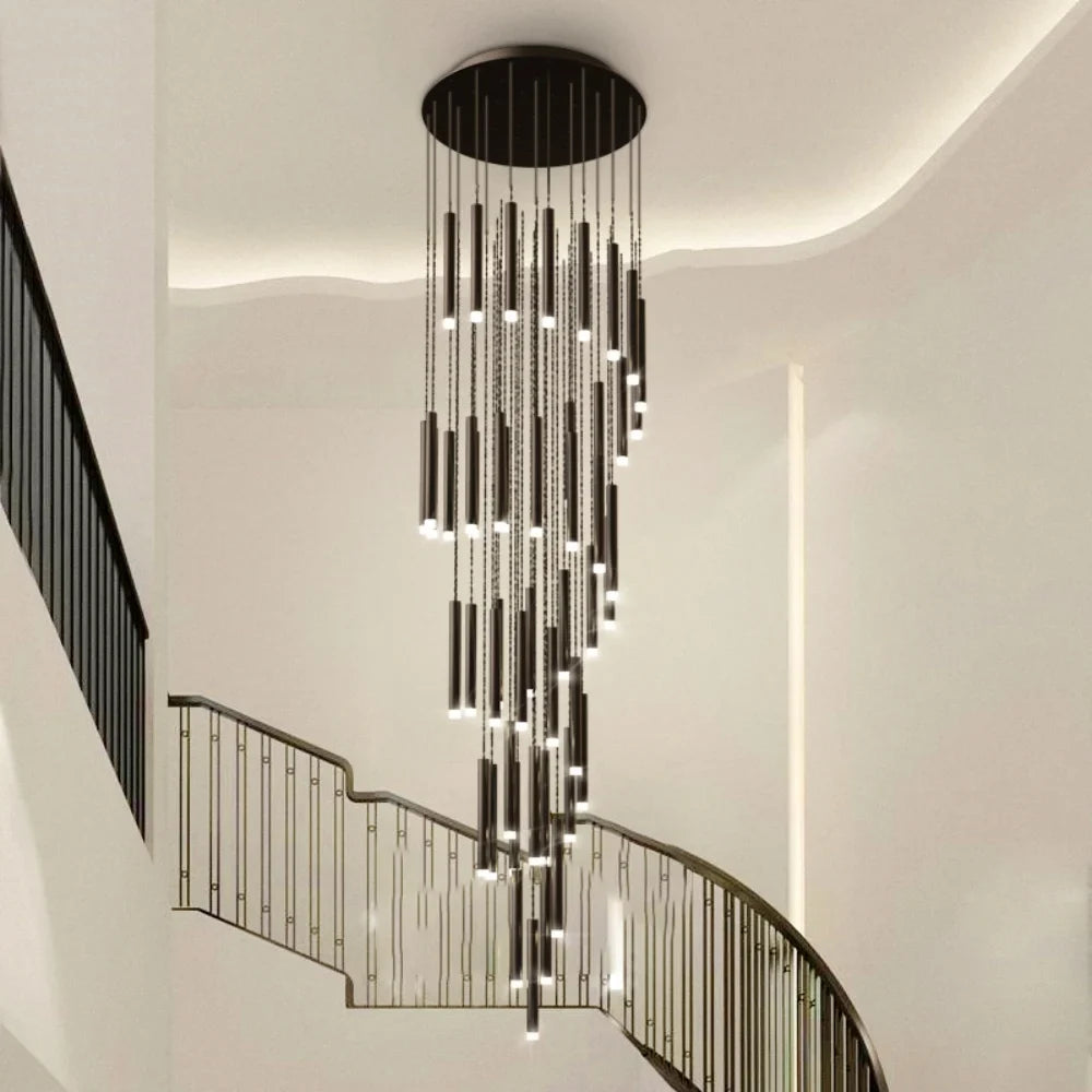 Swirl Modern Spiral LED Staircase Chandelier for Tall Foyers & Stairwells