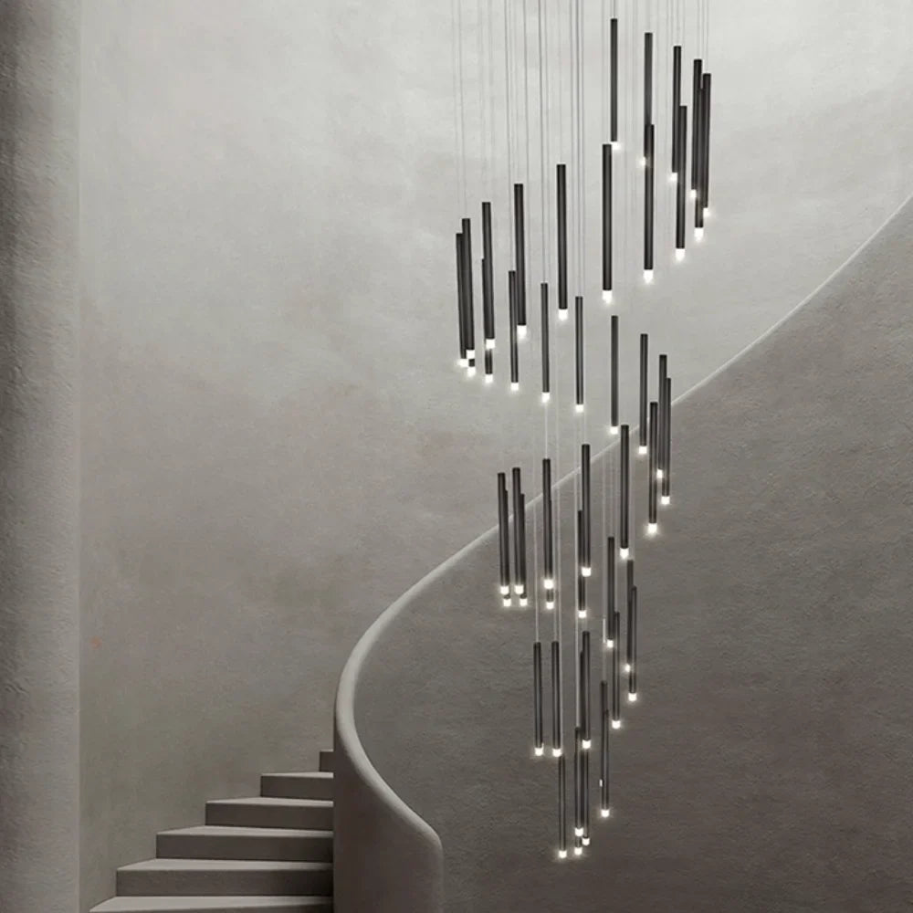 Swirl Modern Spiral LED Staircase Chandelier for Tall Foyers & Stairwells