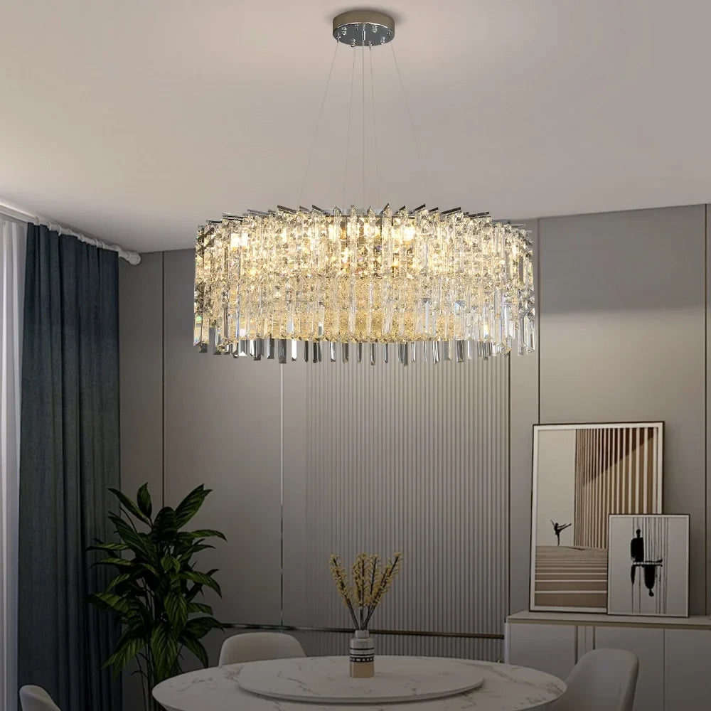 Tassel Modern All Crystal Chandelier for Living Room & Dining Room