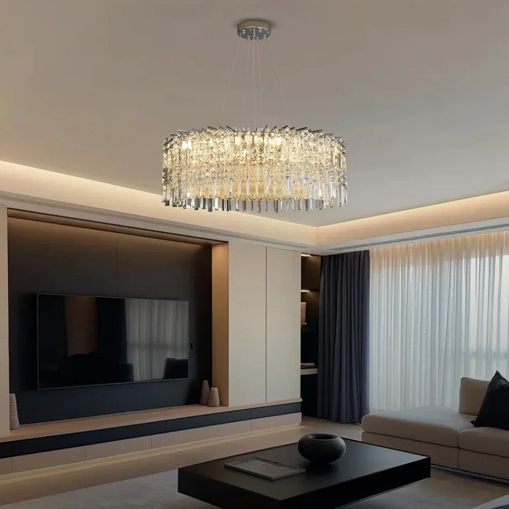 Tassel Modern All Crystal Chandelier for Living Room & Dining Room