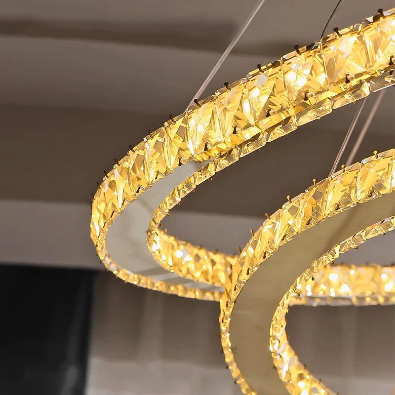 Twirl Luxury Rings LED Staircase Chandelier for Tall Foyers & Stairwells