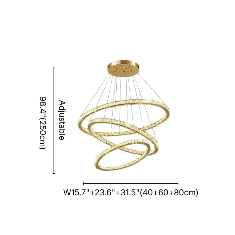 Twirl Luxury Rings LED Staircase Chandelier for Tall Foyers & Stairwells