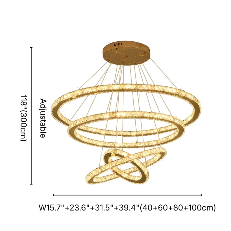 Twirl Luxury Rings LED Staircase Chandelier for Tall Foyers & Stairwells