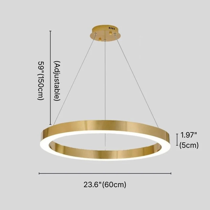 Aurora Brushed Gold Ring LED Chandelier for Living Room & Dining Room