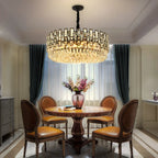 Luxor Modern Black Crystal Round Chandelier for Living Room & Dining Room