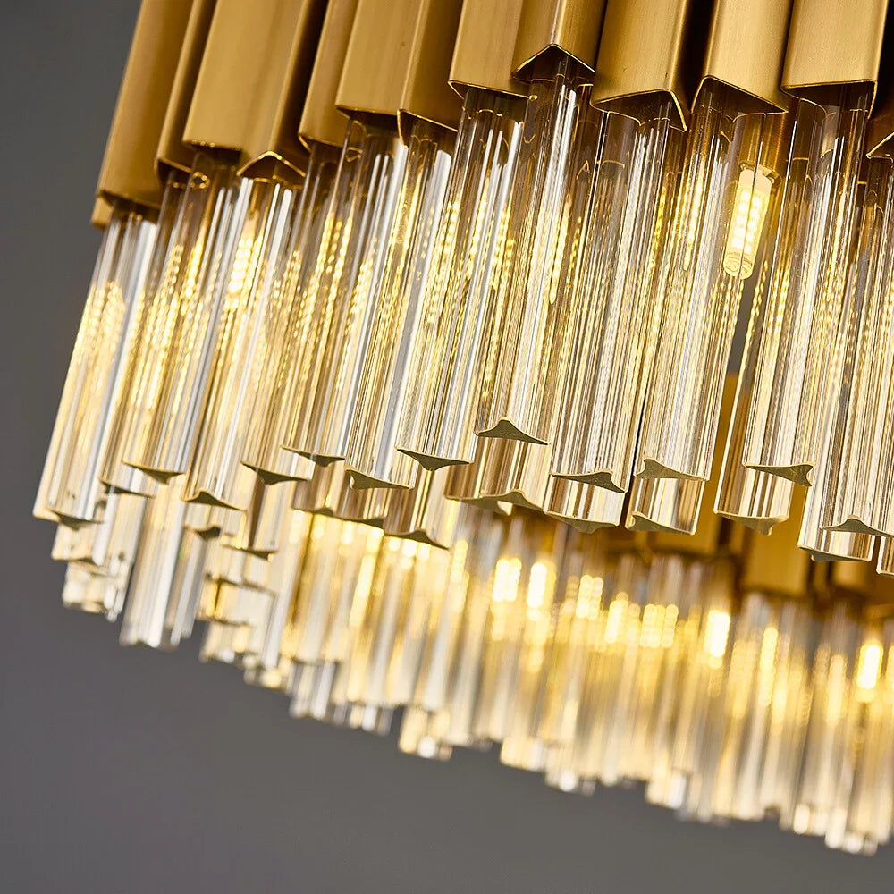Sunny Modern Brushed Gold Crystal Chandelier for Living Room & Dining Room