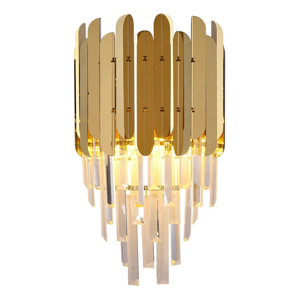 Reflex Luxury Gold/Chrome Crystal Wall Sconce for Bedroom & Hallway