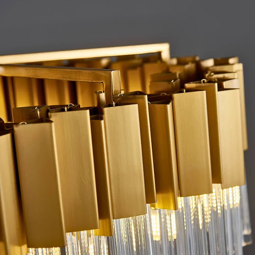 Sunny Modern Brushed Gold Crystal Chandelier for Living Room & Dining Room