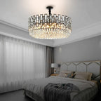 Luxor Modern Black Crystal Round Chandelier for Living Room & Dining Room