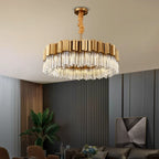 Sunny Modern Brushed Gold Crystal Chandelier for Living Room & Dining Room